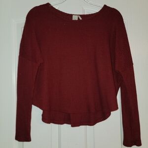 Paper Crane Burgundy Waffle Knit Top